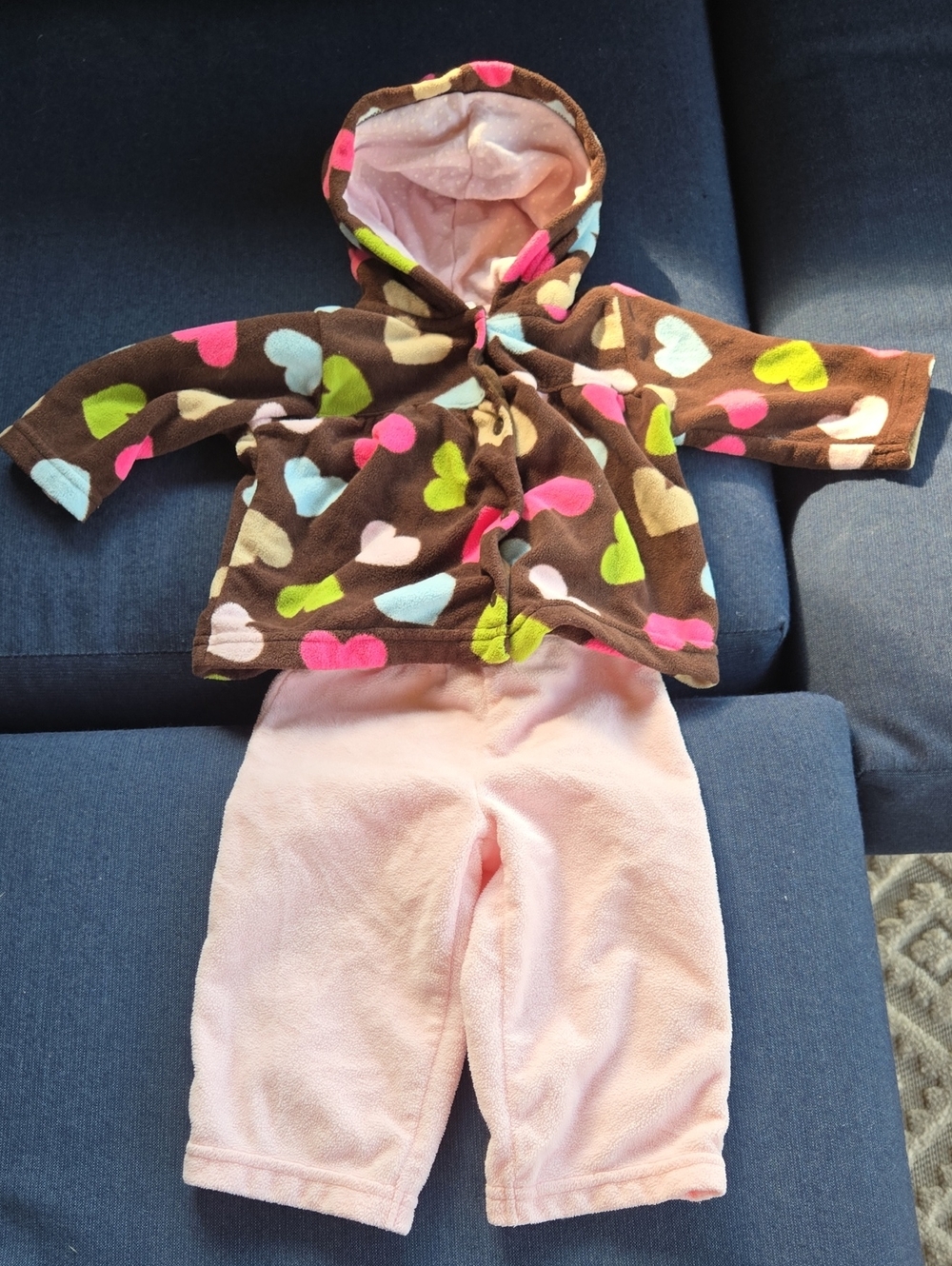 Carters baby girls fleece set 3 mo outfit Jacket Hood Pant Snaps Cozy Comfy Fall